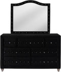 QUINTON Black 61" Wide Dresser & Mirror with Jewelry Storage