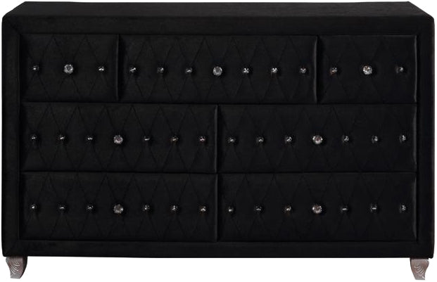 QUINTON Black 61" Wide Dresser & Mirror with Jewelry Storage