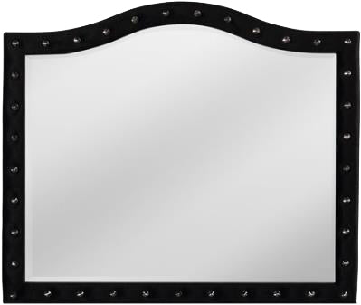 QUINTON Black 61" Wide Dresser & Mirror with Jewelry Storage