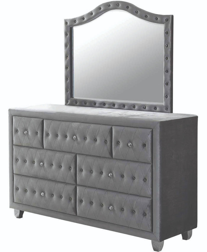QUINTON Silver 61" Wide Dresser & Mirror with Jewelry Storage