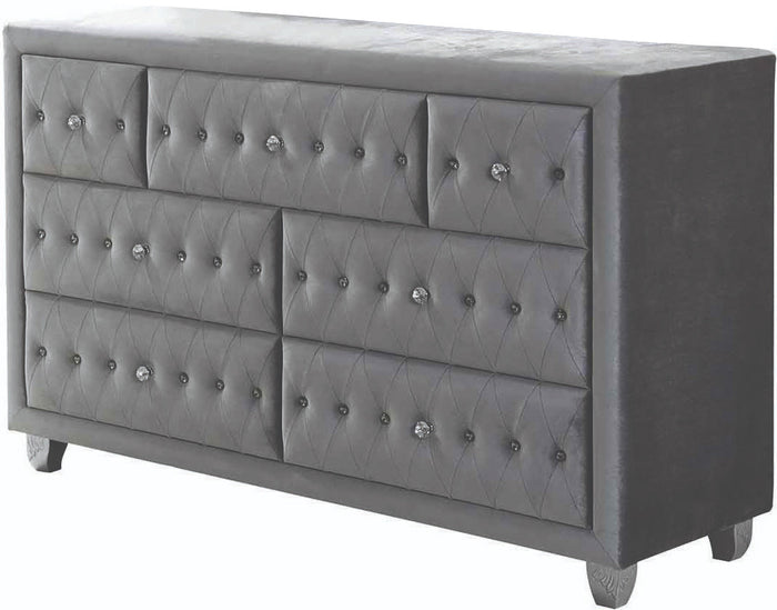 QUINTON Silver 61" Wide Dresser & Mirror with Jewelry Storage