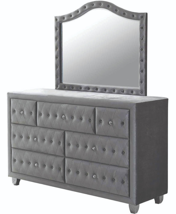QUINTON Silver 61" Wide Dresser & Mirror with Jewelry Storage