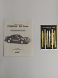 Radio Controlled Porsche 930 Turbo Operating Instructions and Decal Sheet ONLY