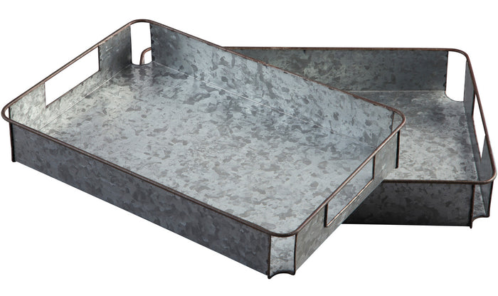 RAYMOND Galvanized Metal 19" Wide Tray Pair