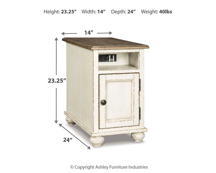 Realyn - Chair Side End Table - AC / USB - White / Brown