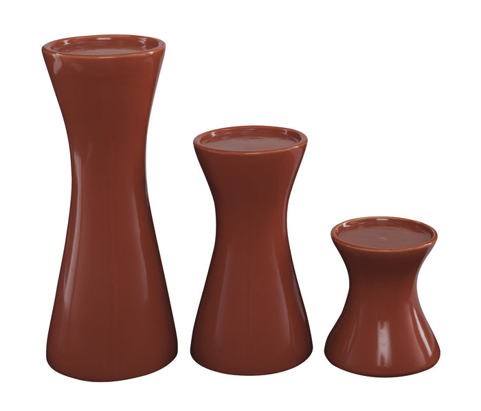 Renzo Orange 3 Pc Candle Holders