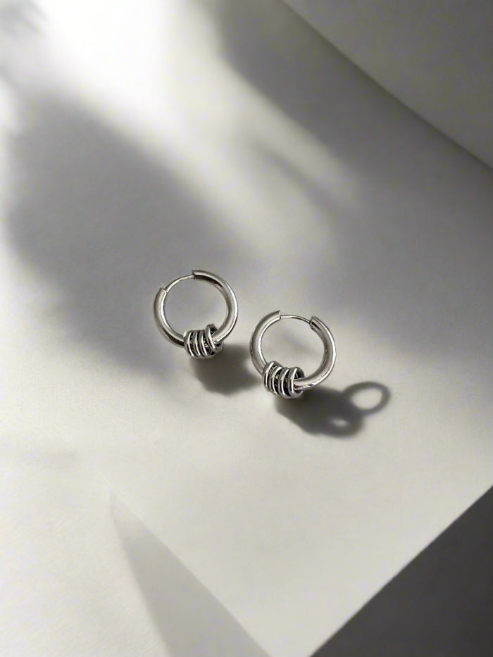 SILVER RING CHARM HOOPS