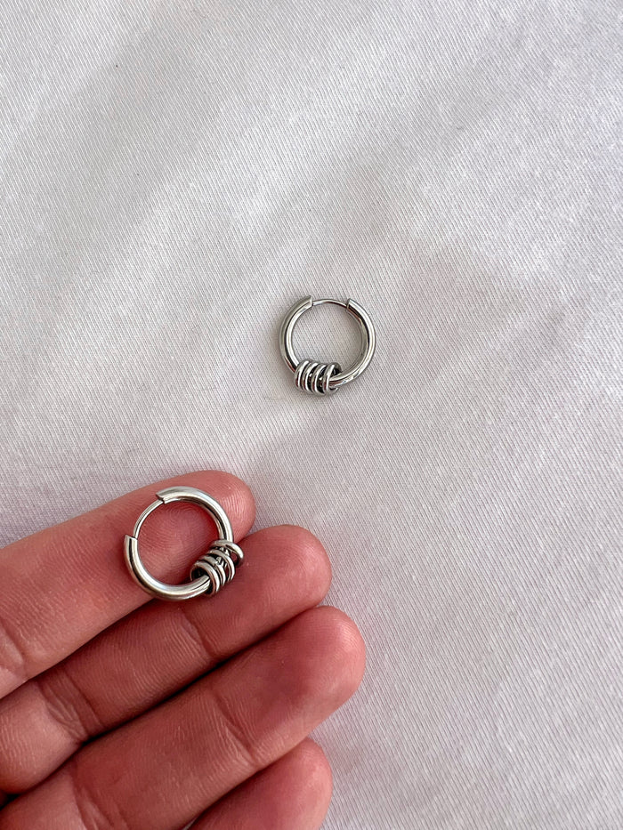 SILVER RING CHARM HOOPS