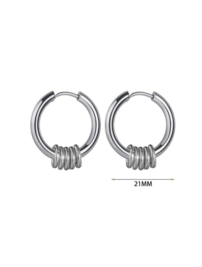 SILVER RING CHARM HOOPS