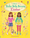Yellow book cover featuring two girls with an Easter basket and chick treats, plus bunnies, eggs, and flowers.
