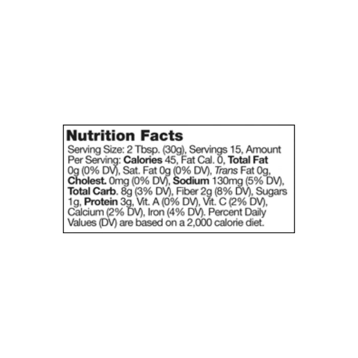 Nutrition facts label on a white background