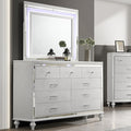 STRADA White Alligator Texture 67" Wide Dresser & Mirror