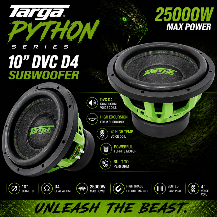 Targa 10" Python Series DVC D4 Subwoofer (25000W)