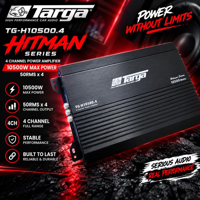 Targa TG-H10500.4 Hitman Series 10500W 4-Channel Amplifier