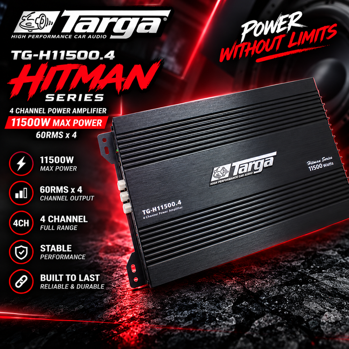 Targa TG-H11500.4 Hitman Series 11500W 4-Channel Amplifier