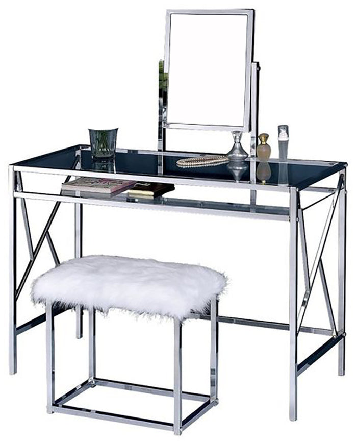 TERESINA Chrome 42" Wide Vanity with Stool