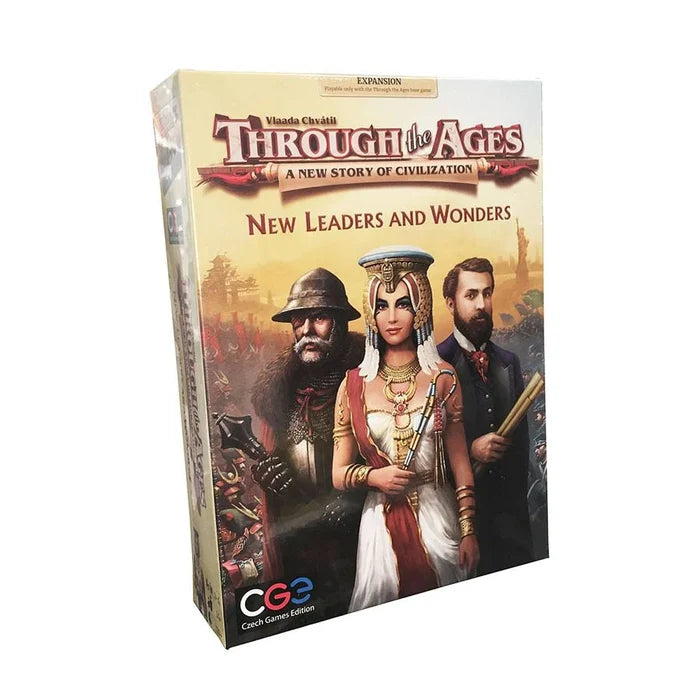 Rectangular expansion box featuring a knight, Egyptian queen, and bearded man on a golden, illustrative background.