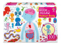 Rectangular box with colorful cartoon anatomy diagrams on a white grid. A pink corner label says 100 pieces.