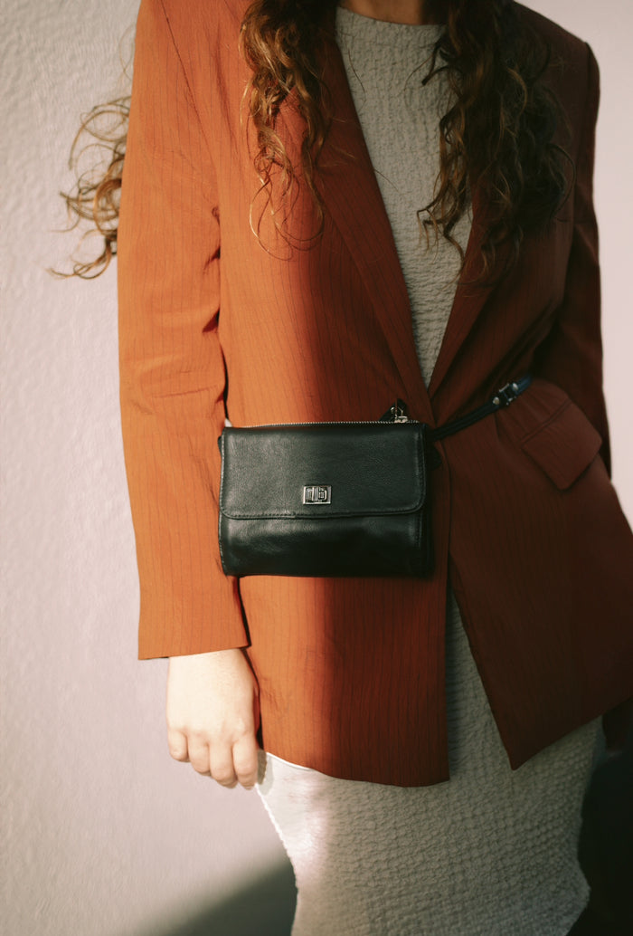 UTILITY BAG - BLACK WITH SILVER TRIMS