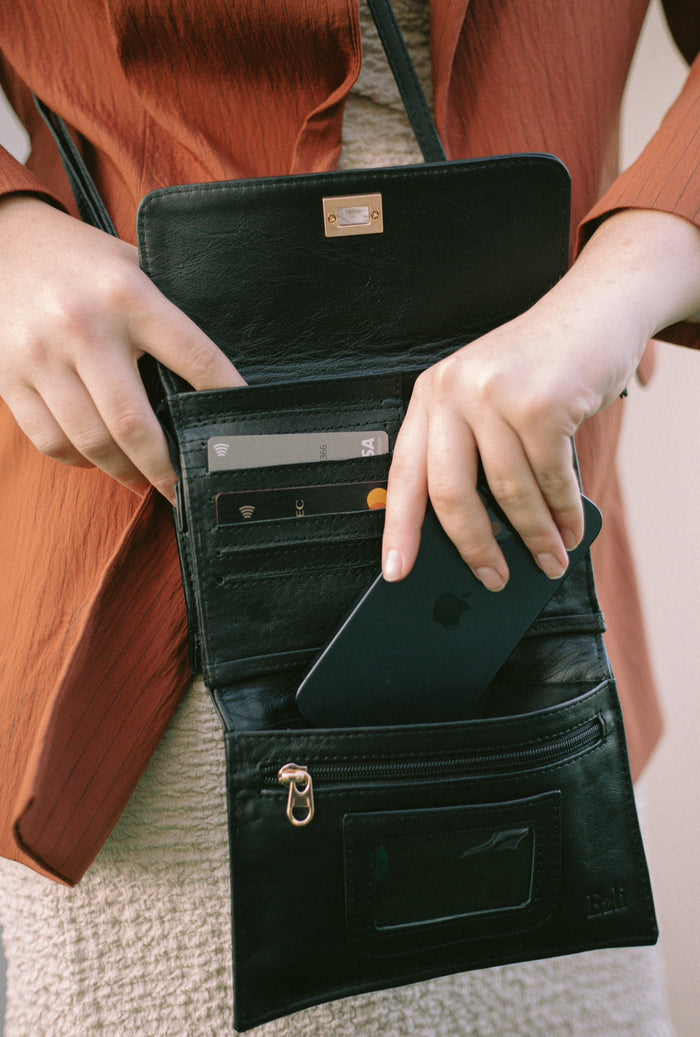 UTILITY BAG - BLACK WITH SILVER TRIMS