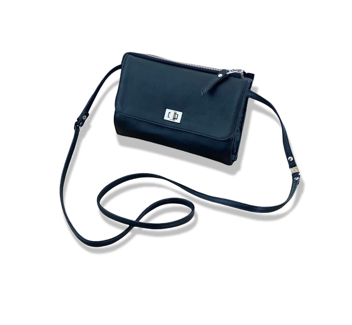 UTILITY BAG - BLACK WITH SILVER TRIMS