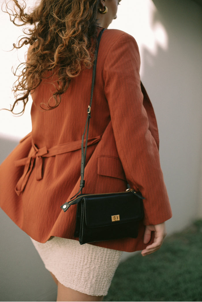UTILITY BAG- BLACK WITH GOLD TRIMS