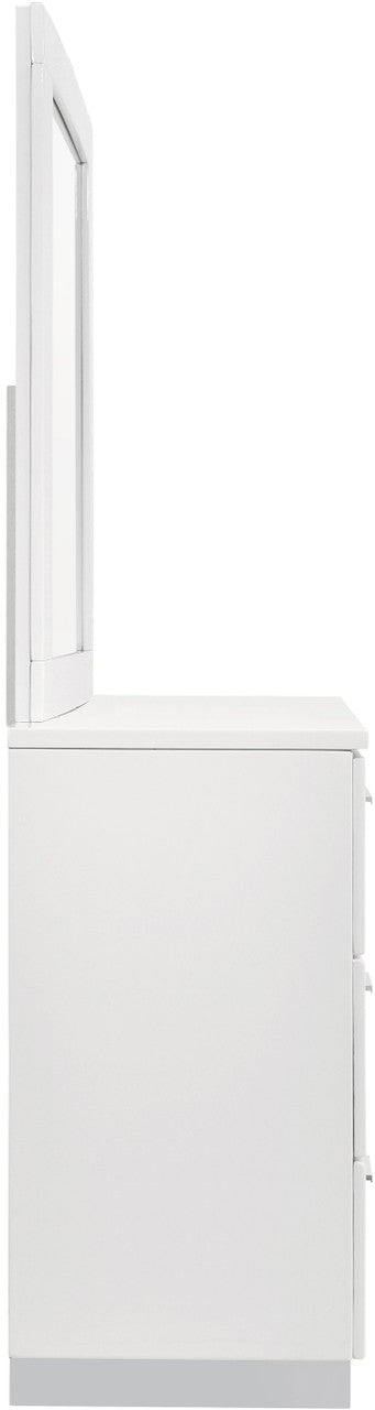 VERENA Glossy White 63" Wide Dresser & Mirror