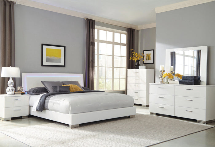 VERENA Glossy White 63" Wide Dresser & Mirror