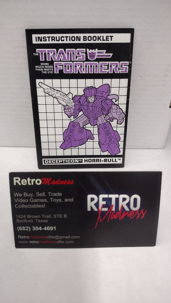 Vintage 1987 Original G1 Transformers Horri-Bull - Instruction Booklet