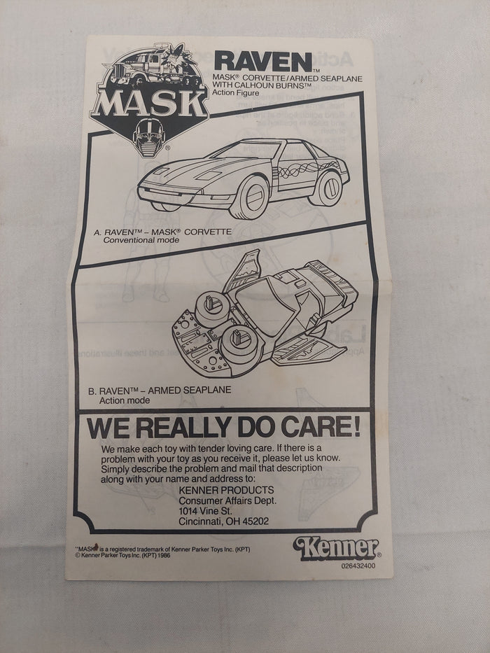 Vintage Kenner M.A.S.K. Raven Instructions ONLY