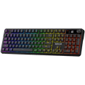 Redragon K526 PRO RGB Wireless Membrane Gaming Keyboard, 104 Keys Mechanical-Feel Keyboard w/LED Info Display, Media/Backlit Knob Control, Smooth Linear Switch & Software Supported