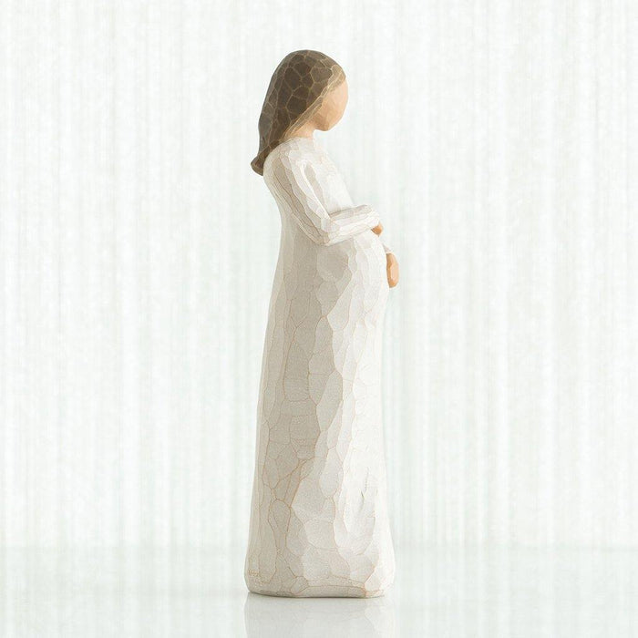 "Willow Tree Cherish figurine by Susan Lordi – hand-carved resin sculpture of an expectant mother symbolizing pregnancy, motherhood, and new beginnings"