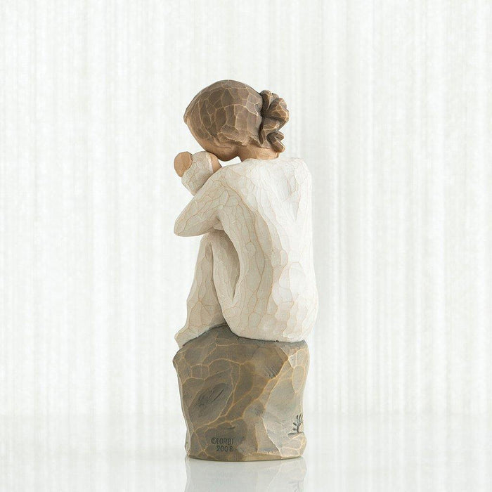 "Willow Tree Guardian figurine by Susan Lordi showing a mother protectively holding her child, hand-carved resin sculpture symbolizing nurturing love and protection"