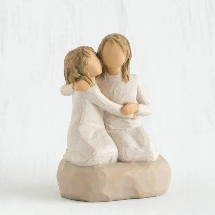 Willow Tree Sister Mine figurine showing two sisters sitting together on a white background